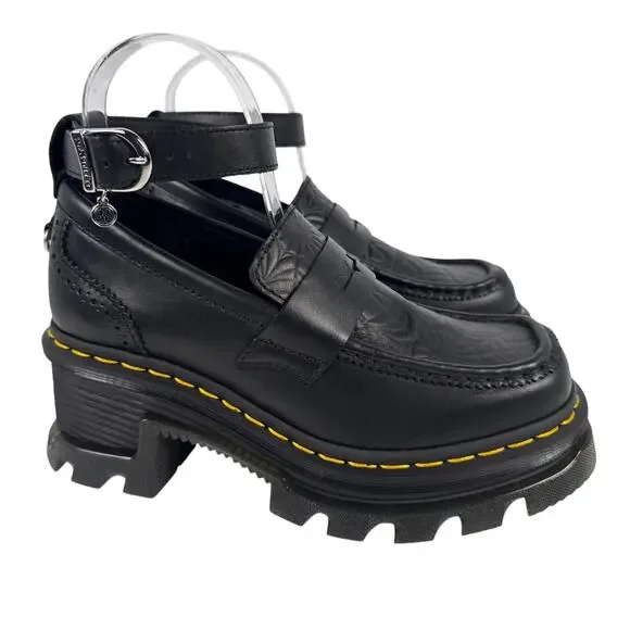 Dr. Martens Wednesday Adams Corran Loafers Womens 7 Black Leather EU38 - Picture 2 of 9